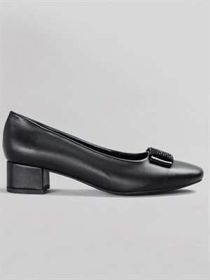 Beety 18061 Kadın Taşlı Kısa Topuklu Ayakkabı Siyah