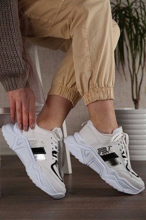 Pabucchi Sneaker Ayakkabı Kadın Beyaz-Gümüş O58Z0P0016