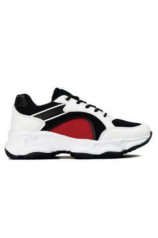 Pabucchi Udro Günlük Spor Ayakkabı Sneaker Kadın Siyah Beyaz Kırmızı
